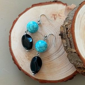 Teal & Black Earrings